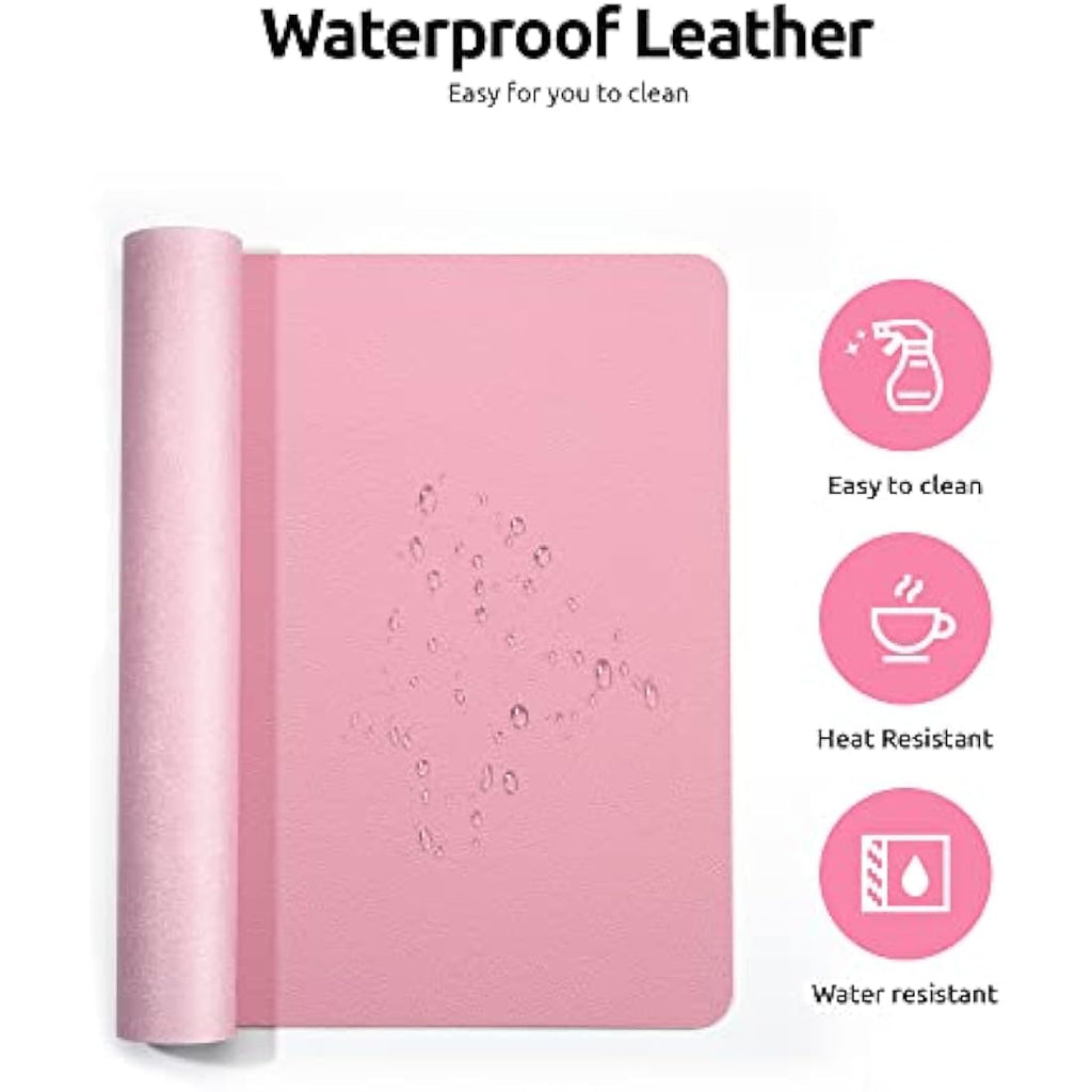 YSAGi PU Leather Desk Mat | Large Waterproof Non-Slip Mouse Pad, Pink