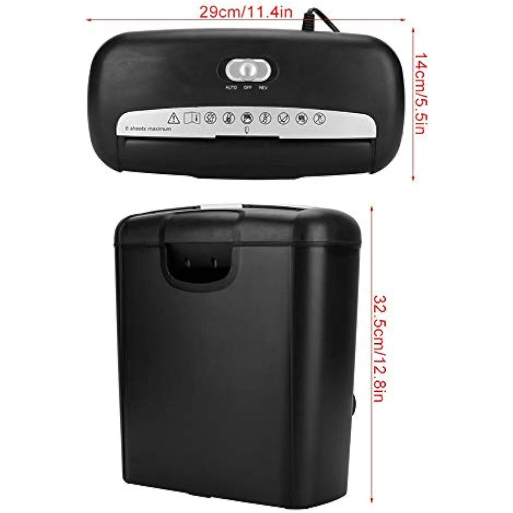 Electric Paper Shredder – 6-Sheet Strip-Cut with 10L Bin