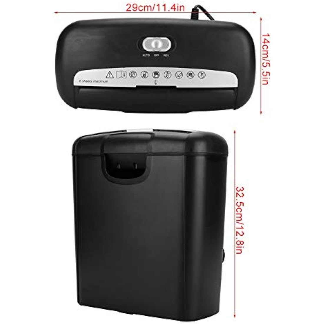 Electric Paper Shredder – 6-Sheet Strip-Cut with 10L Bin