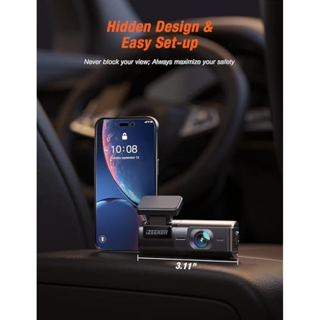 iZEEKER 1440P WiFi Dash Cam – 2.5K QHD Car Camera with 32GB Card
