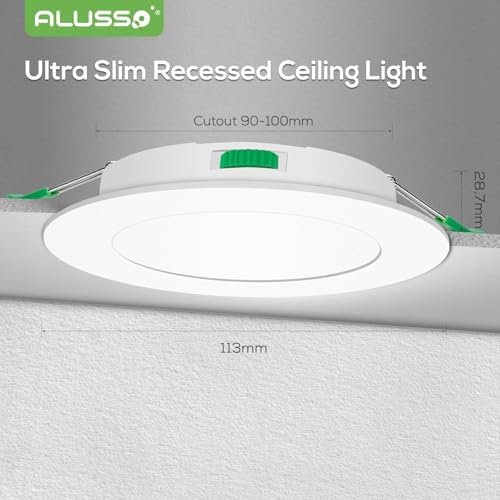 ALUSSO Ultra Slim LED Recessed Downlights | 3-Color CCT Dimmable | 6 Pack