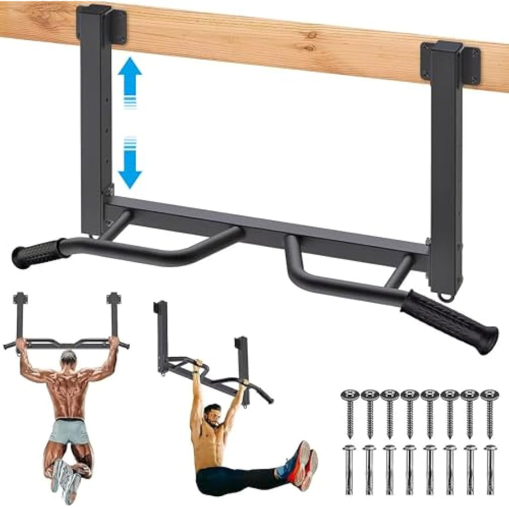 Kipika Ceiling Mount Pull Up Bar | 4-Level Height Adjustable Steel