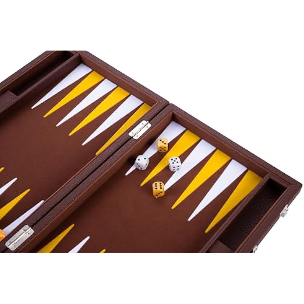 Engelhart Luxury 15" Backgammon Set | Faux Leather Travel Suitcase