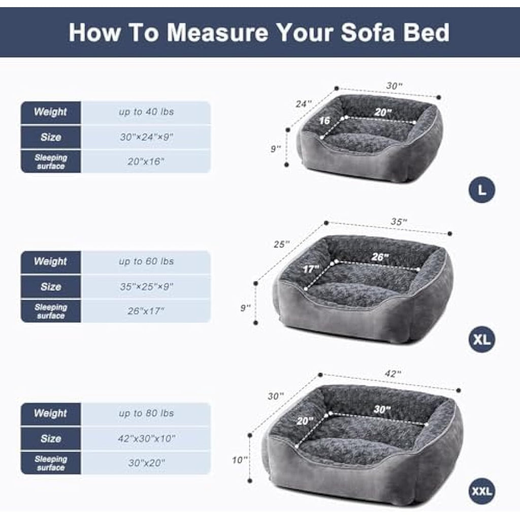 JOEJOY Calming Dog Bed – Washable Plush Anti-Anxiety Pet Mat, Grey