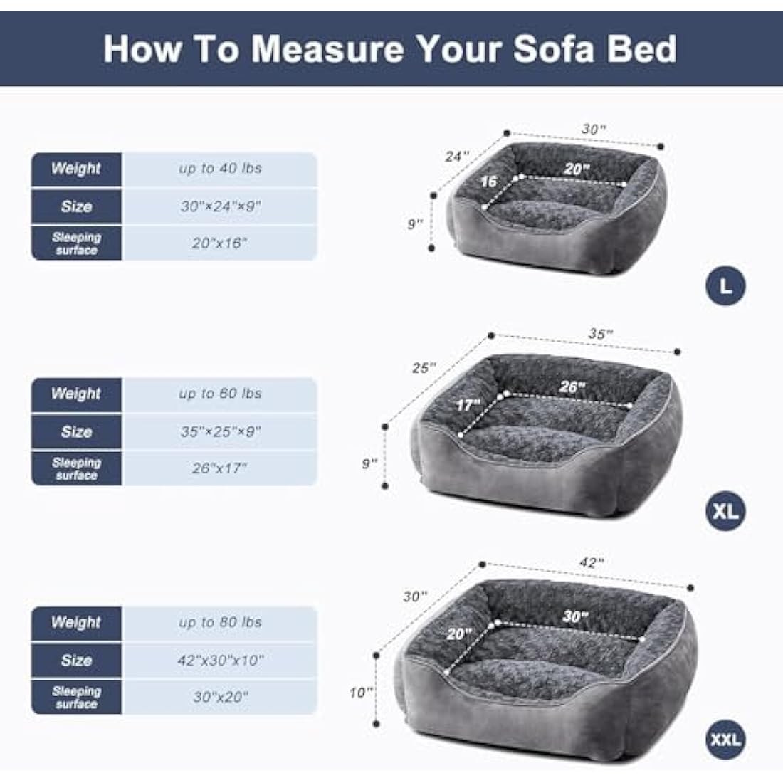 JOEJOY Calming Dog Bed – Washable Plush Anti-Anxiety Pet Mat, Grey
