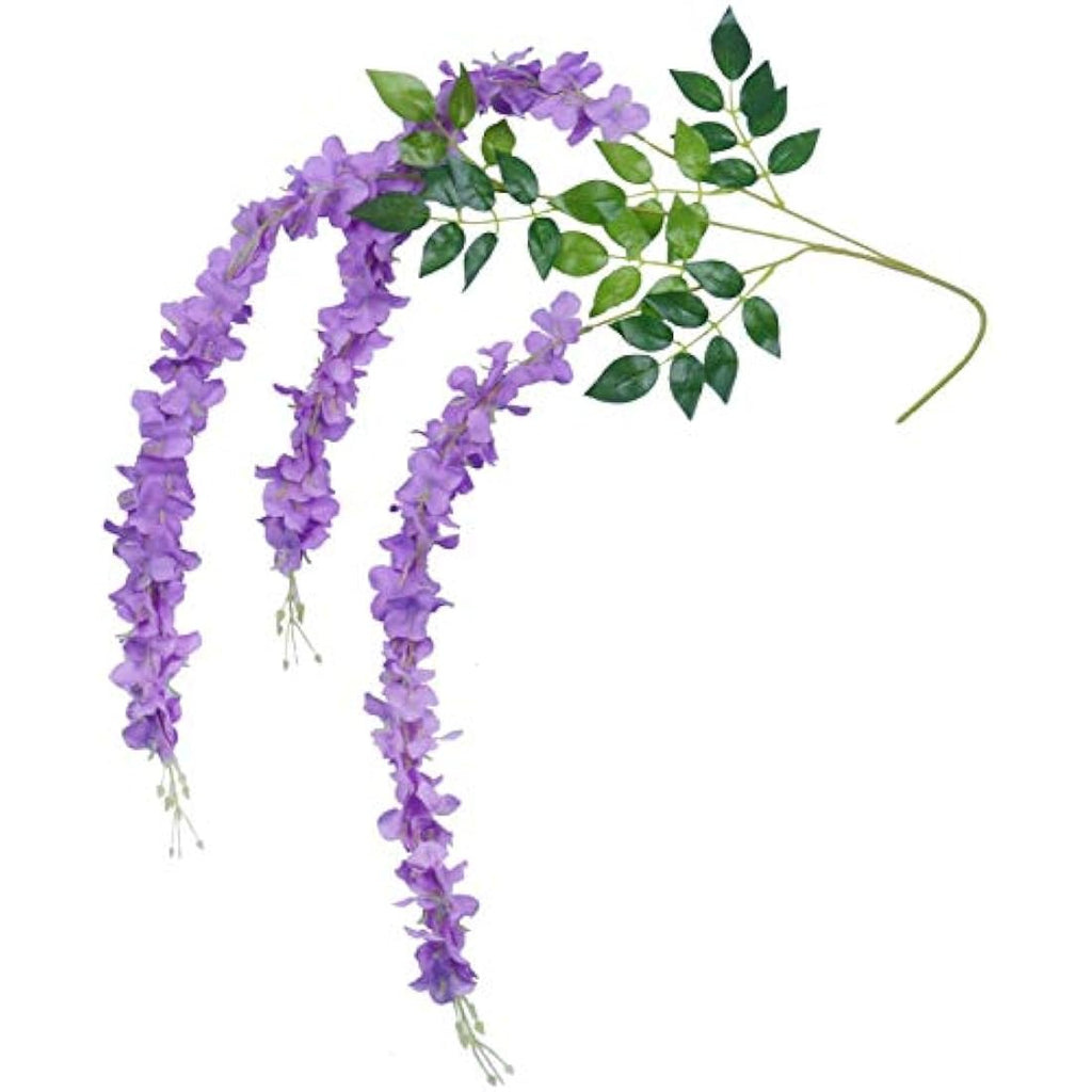 12pcs Artificial Wisteria Vine Hanging Silk Flowers – Purple