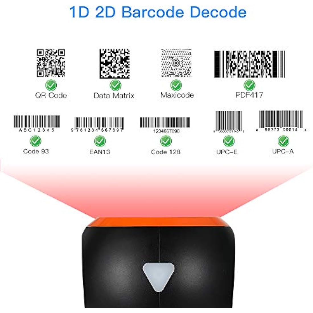 Eyoyo Hands-Free 2D Desktop Barcode Scanner | QR Reader for POS Systems