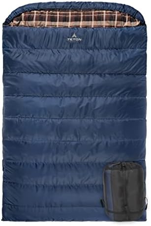 Teton Sports Mammoth Queen Double Sleeping Bag | Flannel Lined, Grey