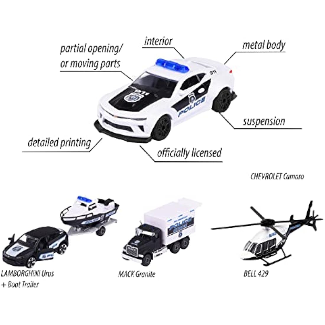 Majorette Porsche Police Force 4-Car Diecast Vehicle Gift Set