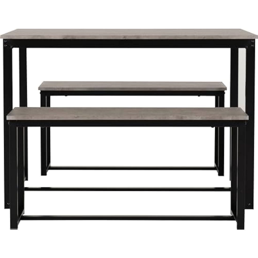 Seconique Lincoln 3 Piece Dining Bench Set | Stone Effect & Black