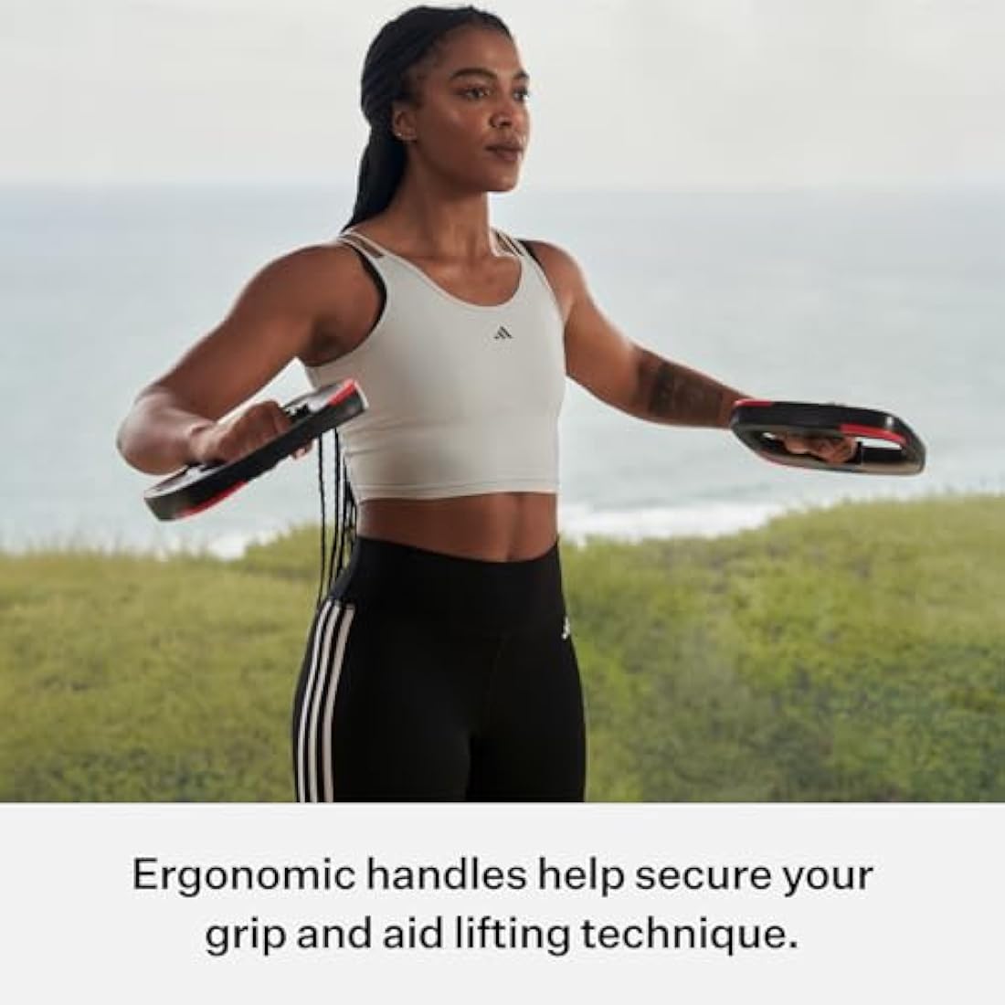 Les Mills Weight Plates – Ergonomic 2.2lb Cast Iron Hand Weights (Pair)