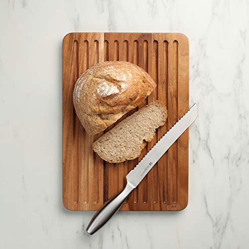 T&G Tuscany Acacia Wood Bread Board with Crumb Grooves - 36x25cm