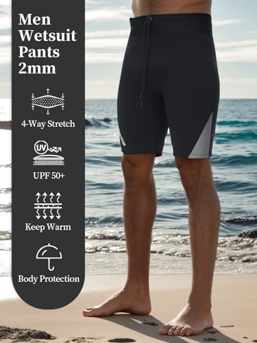 Owntop Men's 2mm Neoprene Wetsuit Pants – Grey Thermal Diving Shorts
