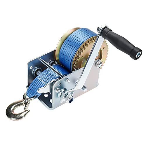 BOOMSTART 2500lbs Hand Winch | 33ft Webbing Strap Boat Trailer Winch