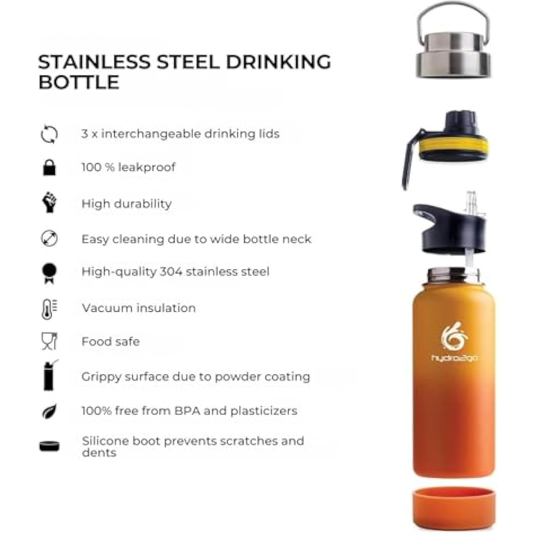 hydro2go Insulated Stainless Steel Water Bottle | 950ml Leak-Proof Mug