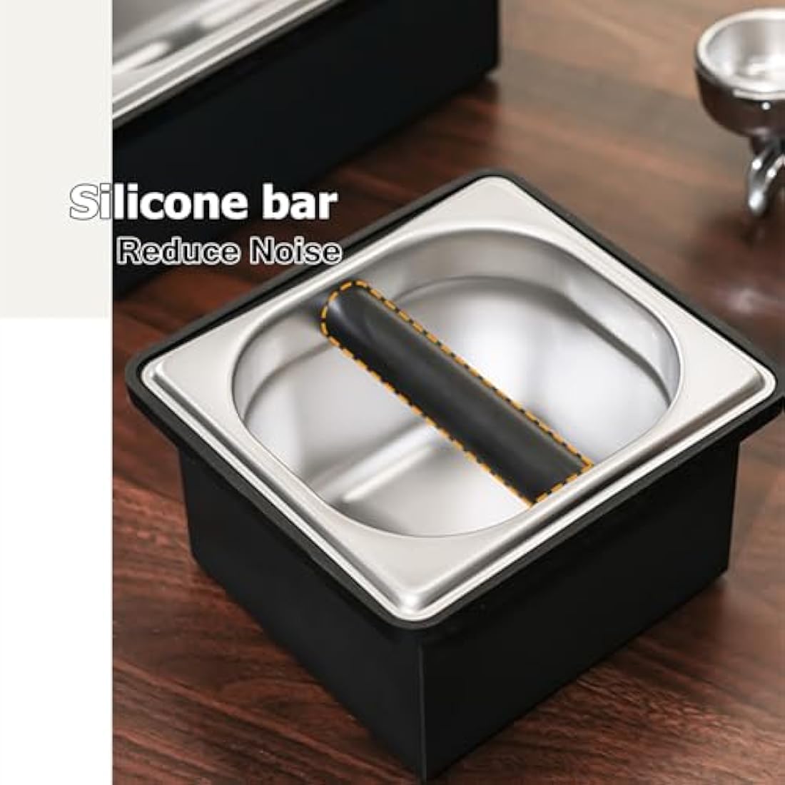 Jolof Store Stainless Steel Espresso Coffee Knock Box with Rubber Bar