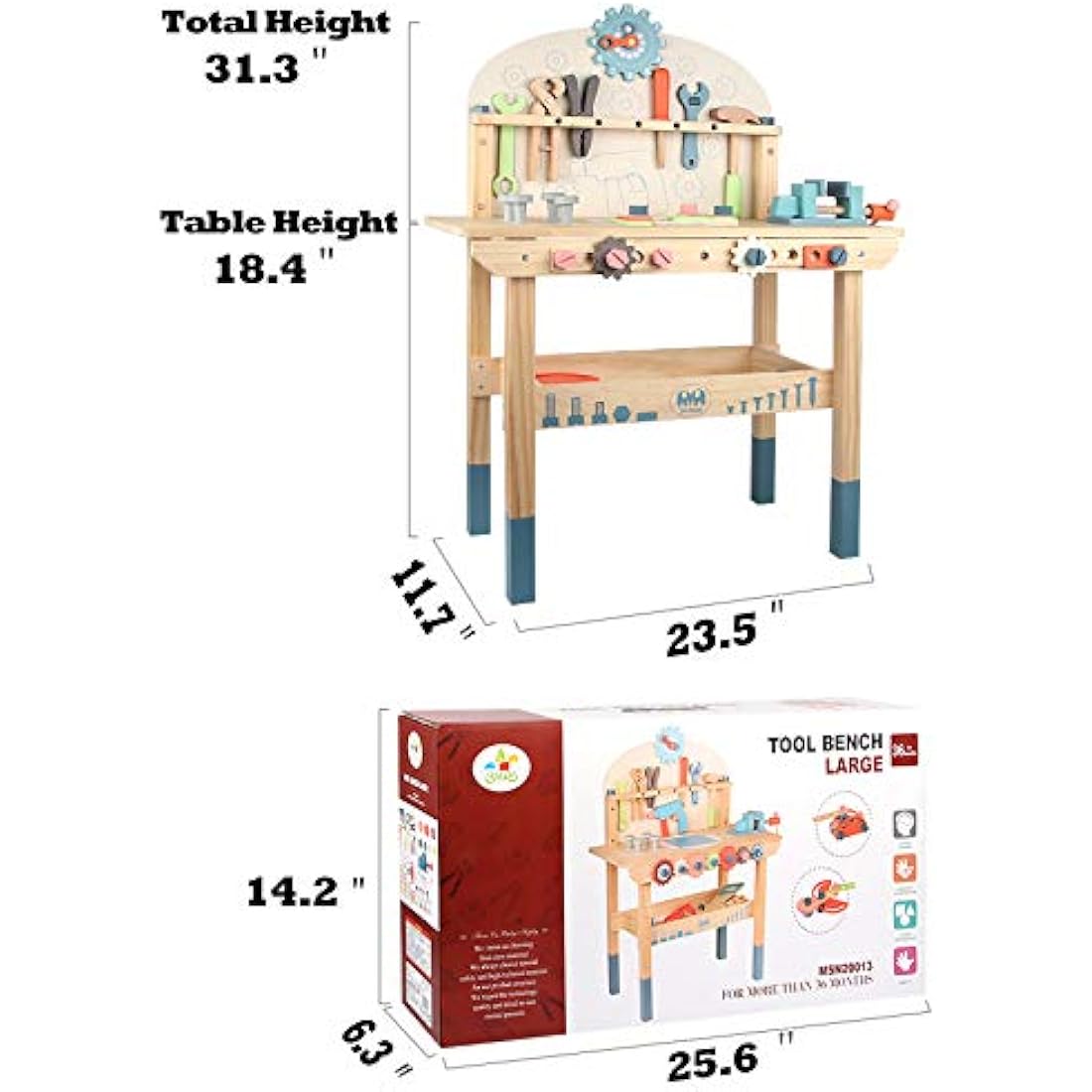 Wooden Kids Tool Bench – Educational Toy Workbench Set