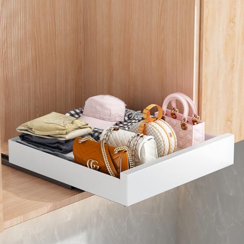 SAYZH Pull Out Cabinet Organizer | No-Drill Sliding Kitchen Drawer - White