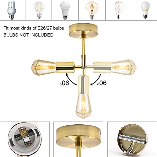 Jolof Store 3-Pack Gold Industrial Wall Sconces – Adjustable Vanity Lights