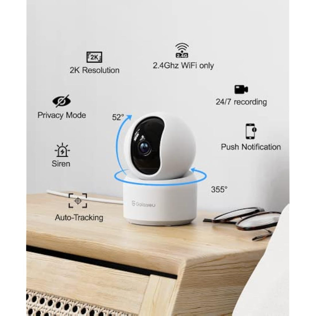 GALAYOU 2K WiFi Pet Camera | 360° Indoor Security Baby Monitor (2-Pack)