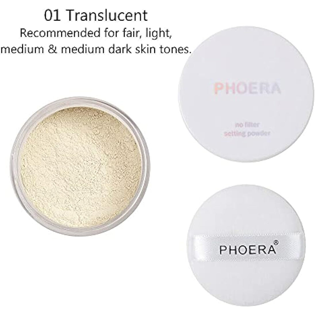 PHOERA Loose Setting Powder – Matte Translucent Face Makeup with Puff
