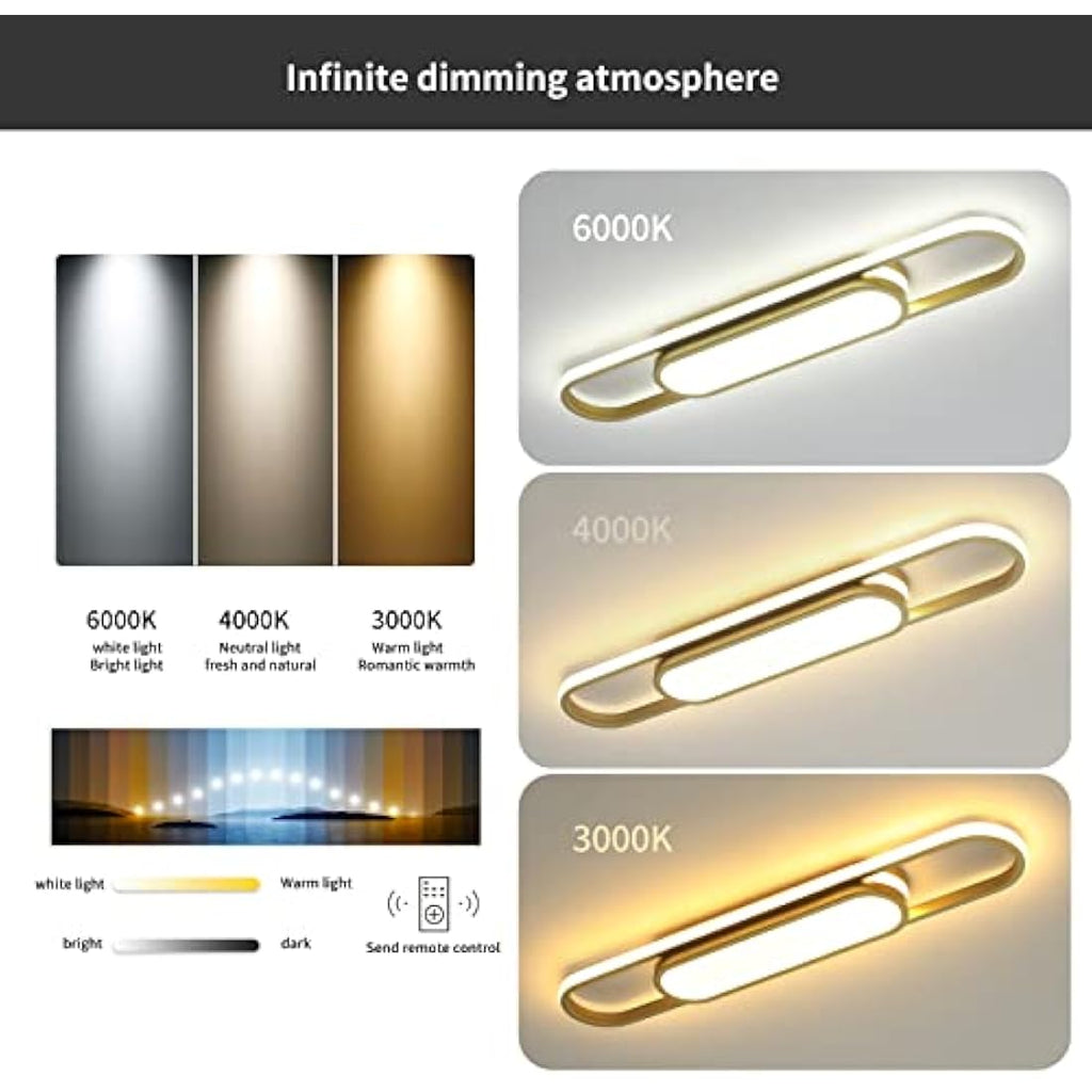 Oninio 40W Modern LED Ceiling Light | Dimmable Flush Mount Lamp - Gold