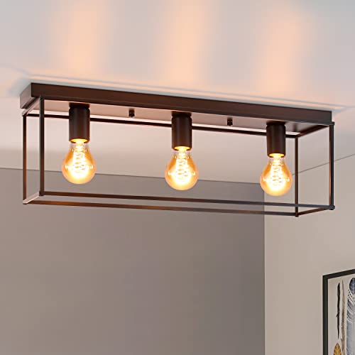 Homefire E27 Deckenleuchte Vintage Schwarz – 3-Flammig Industrie Metall
