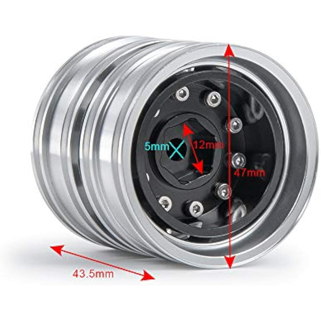 Jolof Store 1/14 Tamiya RC Tractor Metal Rear Wheel Rims - 4 Pack