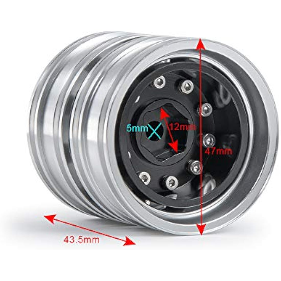 Jolof Store 1/14 Tamiya RC Tractor Metal Rear Wheel Rims - 4 Pack