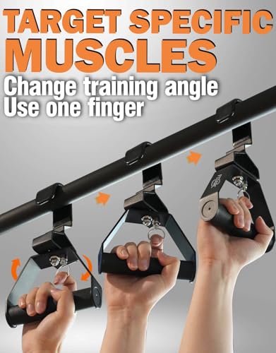 Fitarc Lat Pull Down & Pull Up Handles – 12-Level Adjustable Steel Grips