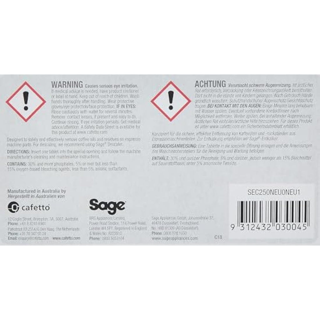Sage Espresso Machine Cleaning Tablets - Removes Coffee Oils - 8 Count
