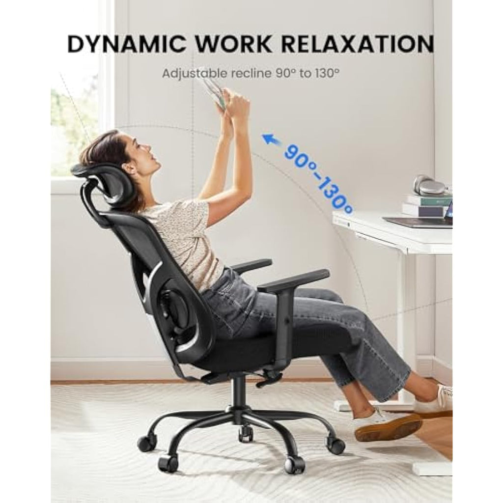 NOBLEWELL Ergonomic Mesh Office Chair | Adjustable Lumbar Support – Black