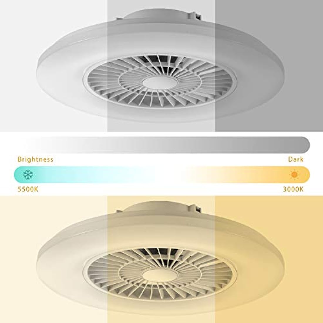 BKZO 60cm LED Ceiling Fan Light | 24 Speeds & Stepless Dimming – White