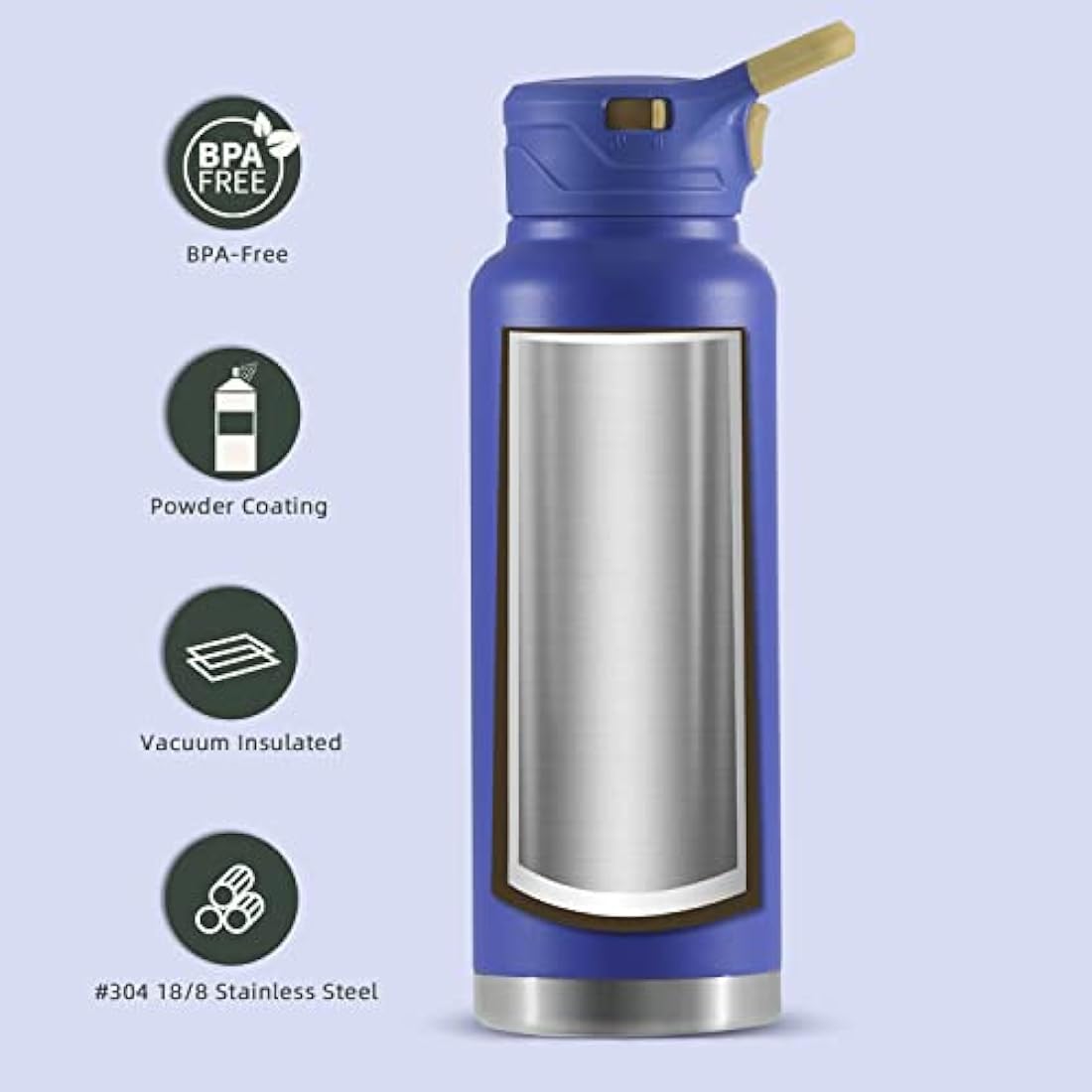 IDEUS Vacuum Insulated Water Bottle | 40oz Stainless Steel Sports Flask
