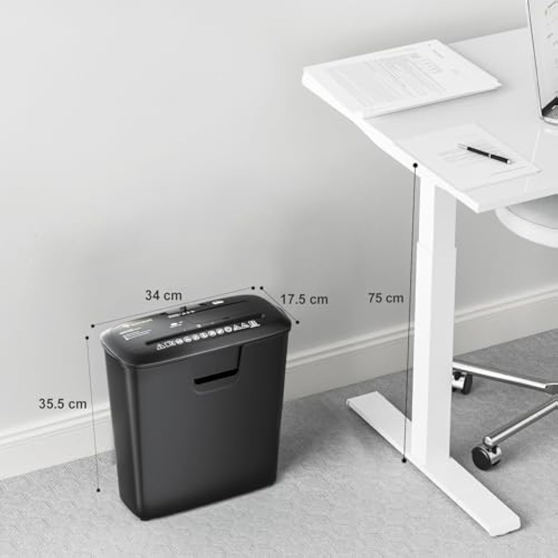 Bonsaii 8-Sheet Strip-Cut Paper Shredder for Home Office | 13L Bin