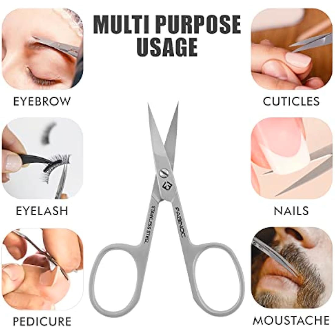 FABINOC Curved Cuticle Scissors | German Stainless Steel Manicure Tool