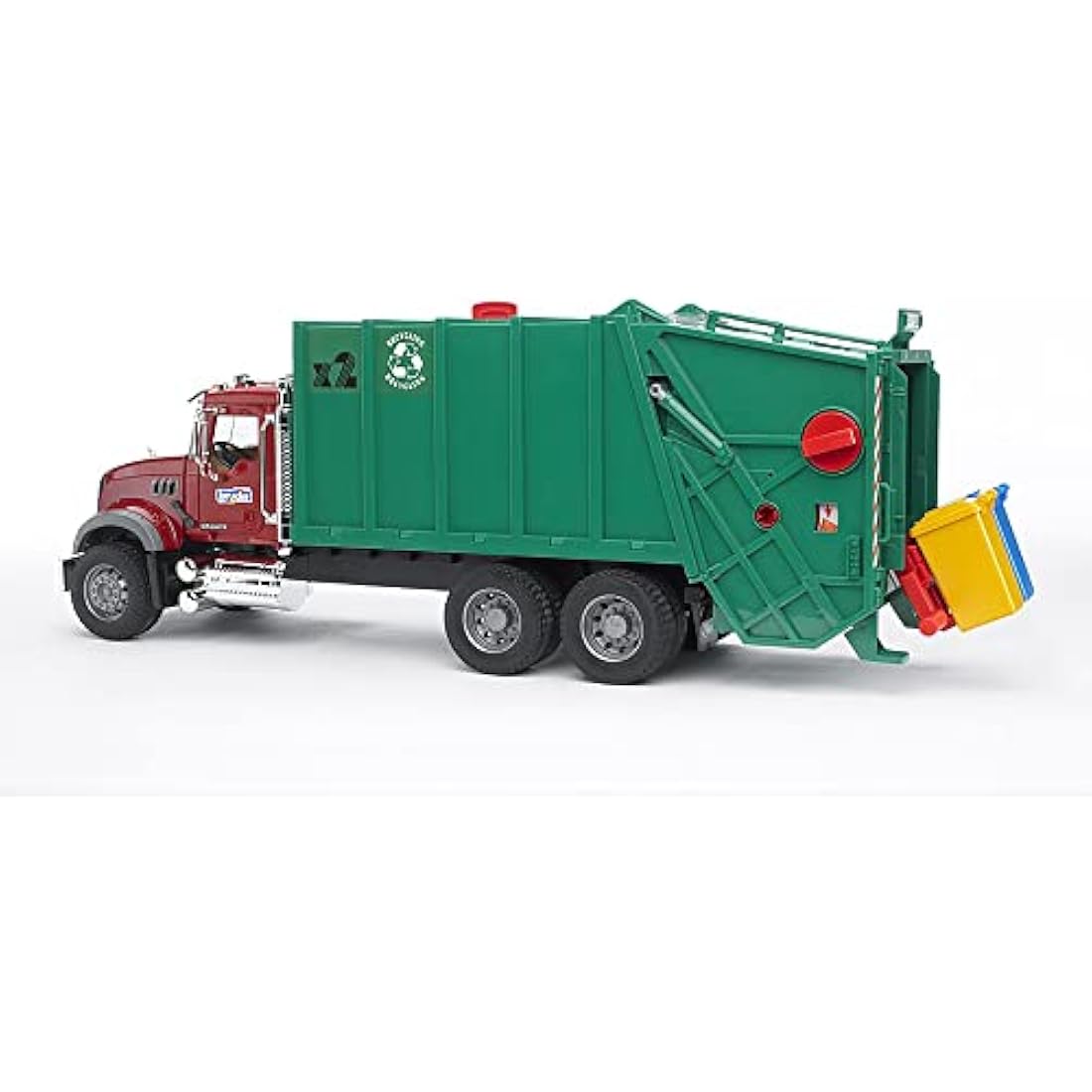 MACK Granite Garbage Truck Model - Red and Green Toy Vehicle for Kids