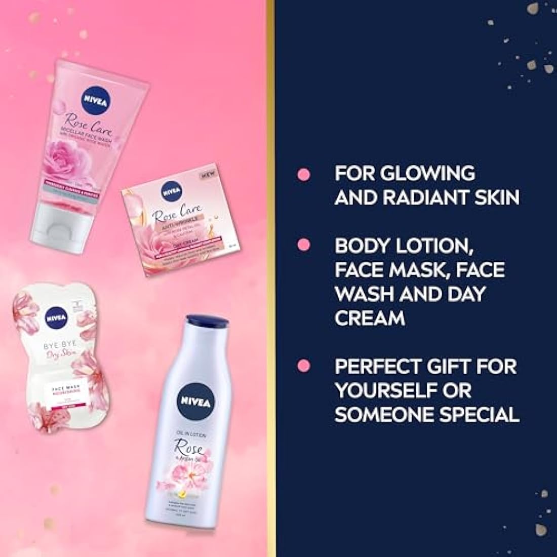 NIVEA Feel Flawless 4-Piece Women's Skincare Gift Set with Body Lotion