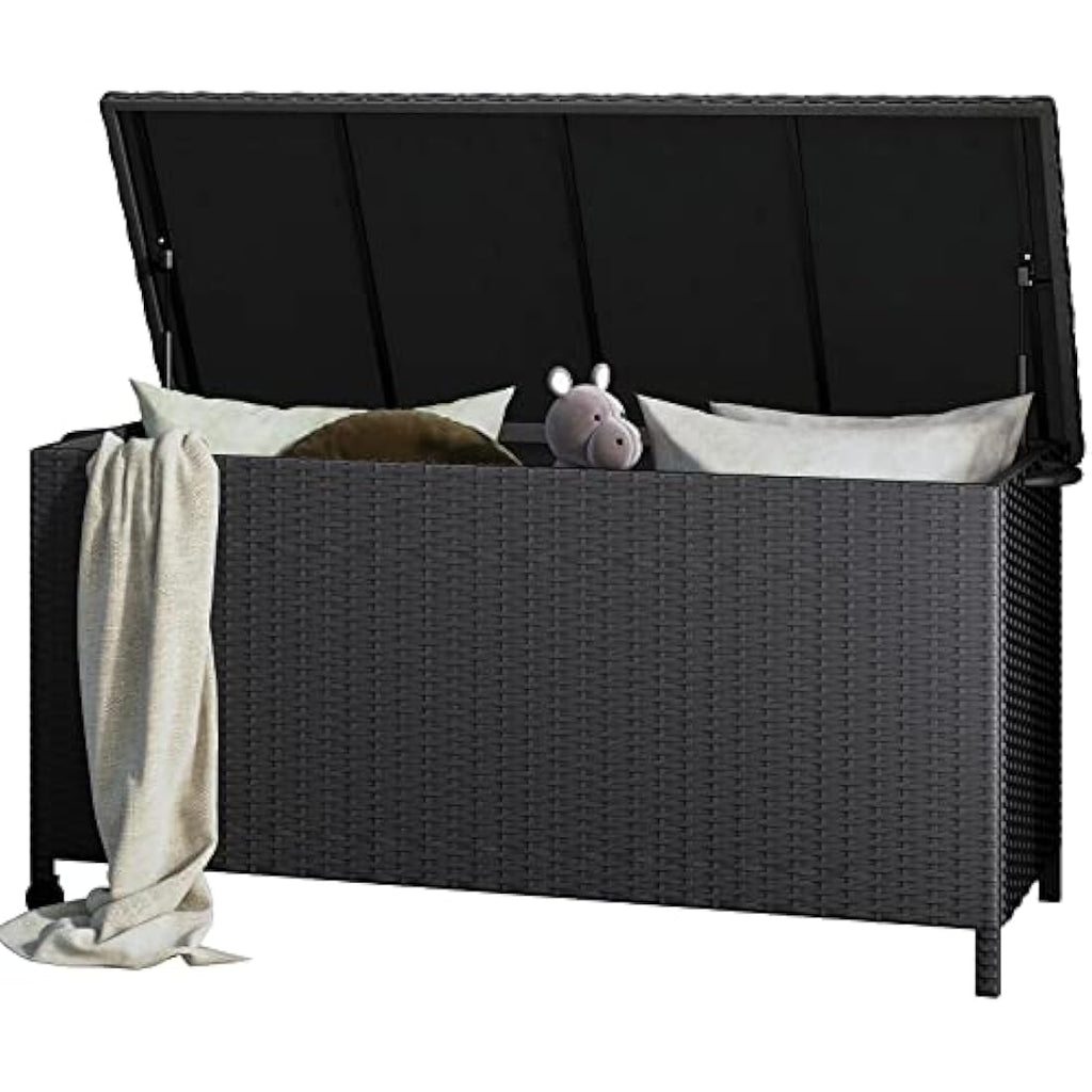 Grand patio 480L Outdoor Deck Box | Wicker Storage Bin with Wheels