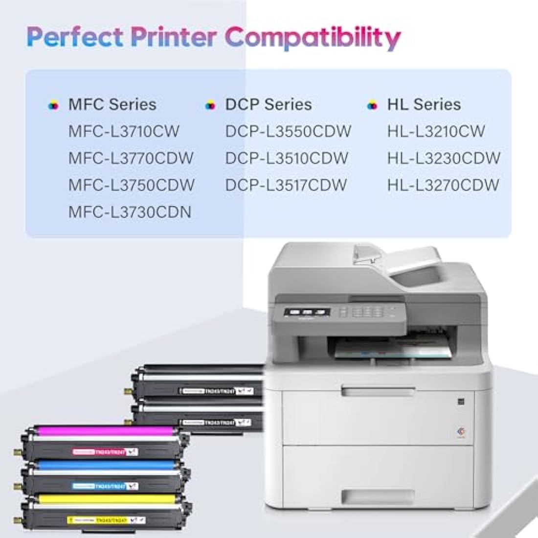 ONLYU TN247 Compatible Toner Cartridge Multipack for Brother Printers | 5 Pack