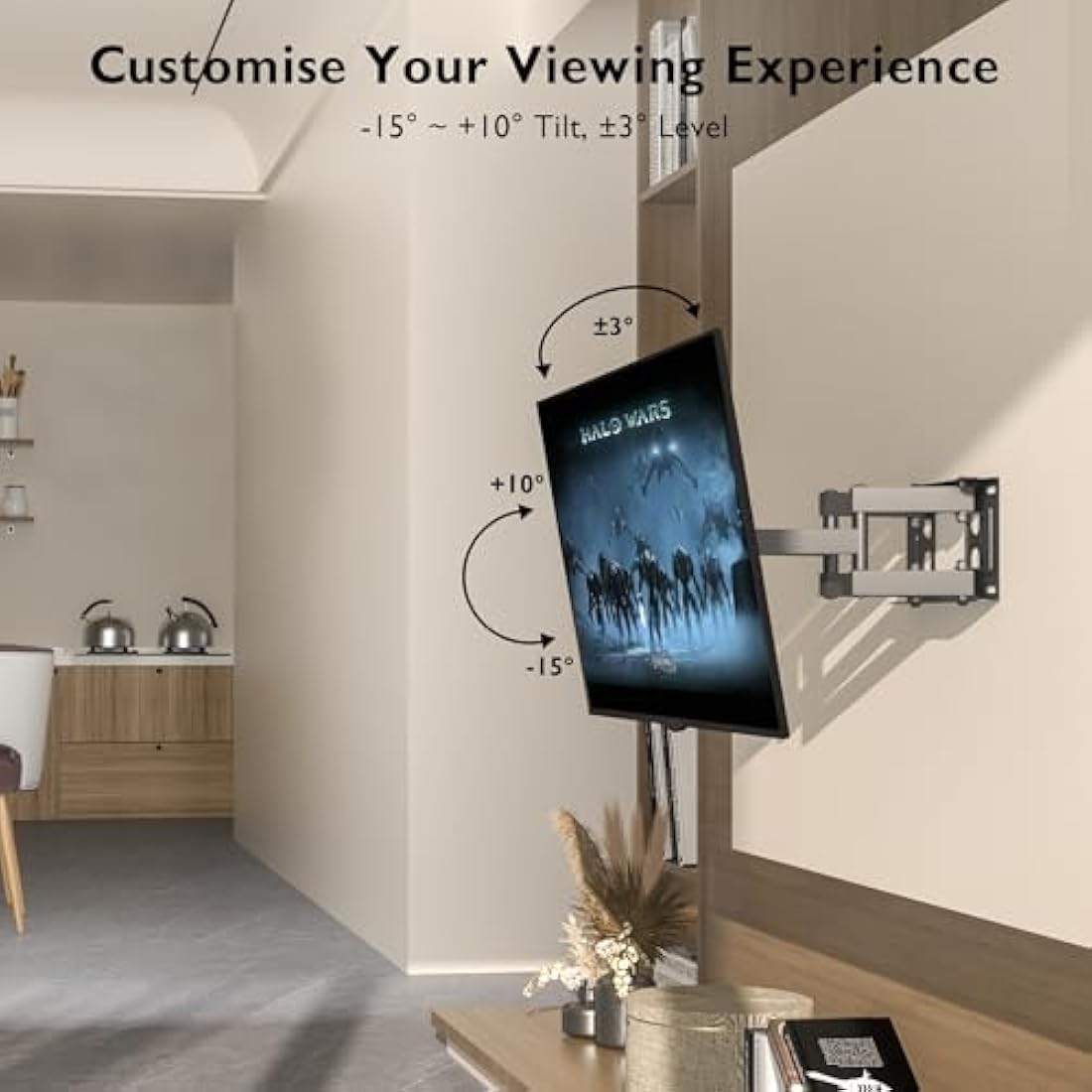 BONTEC Full Motion TV Wall Mount | 23-70 Inch Swivel & Tilt Bracket