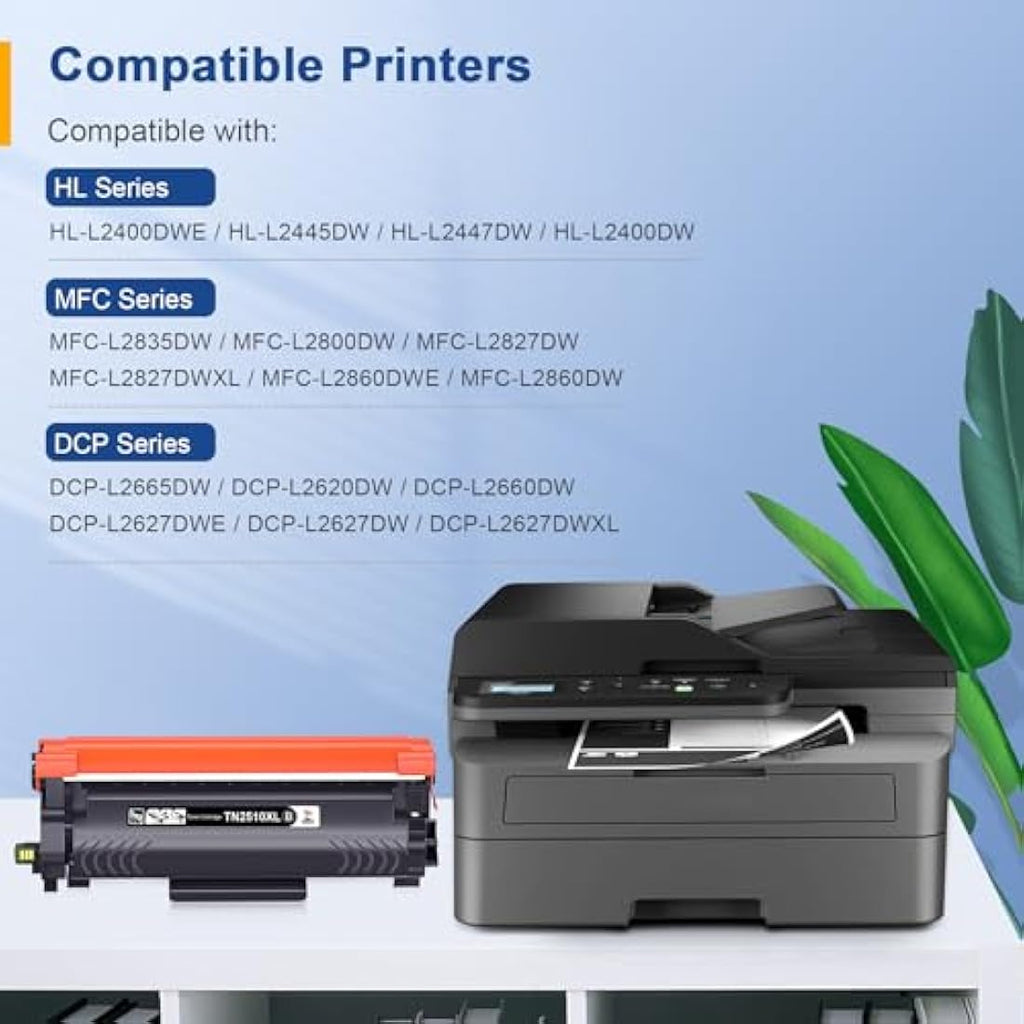 Palmtree TN2510XL High-Yield Black Toner for Brother HL-L2400DW MFC-L2800DW