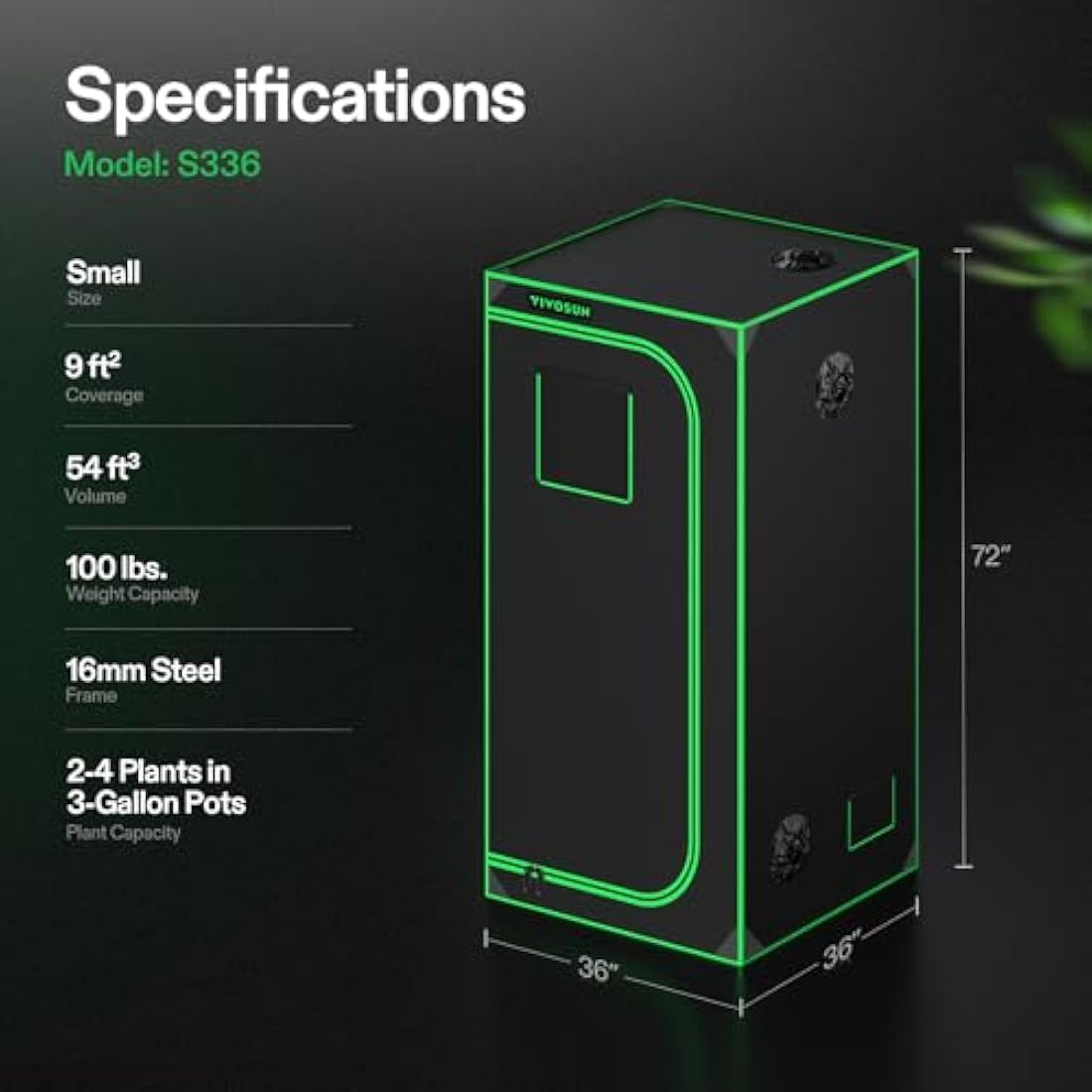 VIVOSUN 36x36x72 Mylar Grow Tent | Reflective Indoor Hydroponic Tent