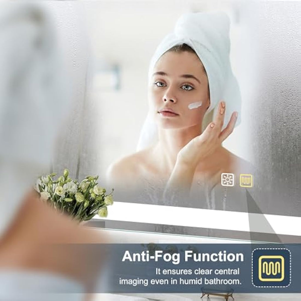 S'bagno LED Bathroom Mirror | 1000x700mm Dimmable Anti-Fog Tempered Glass