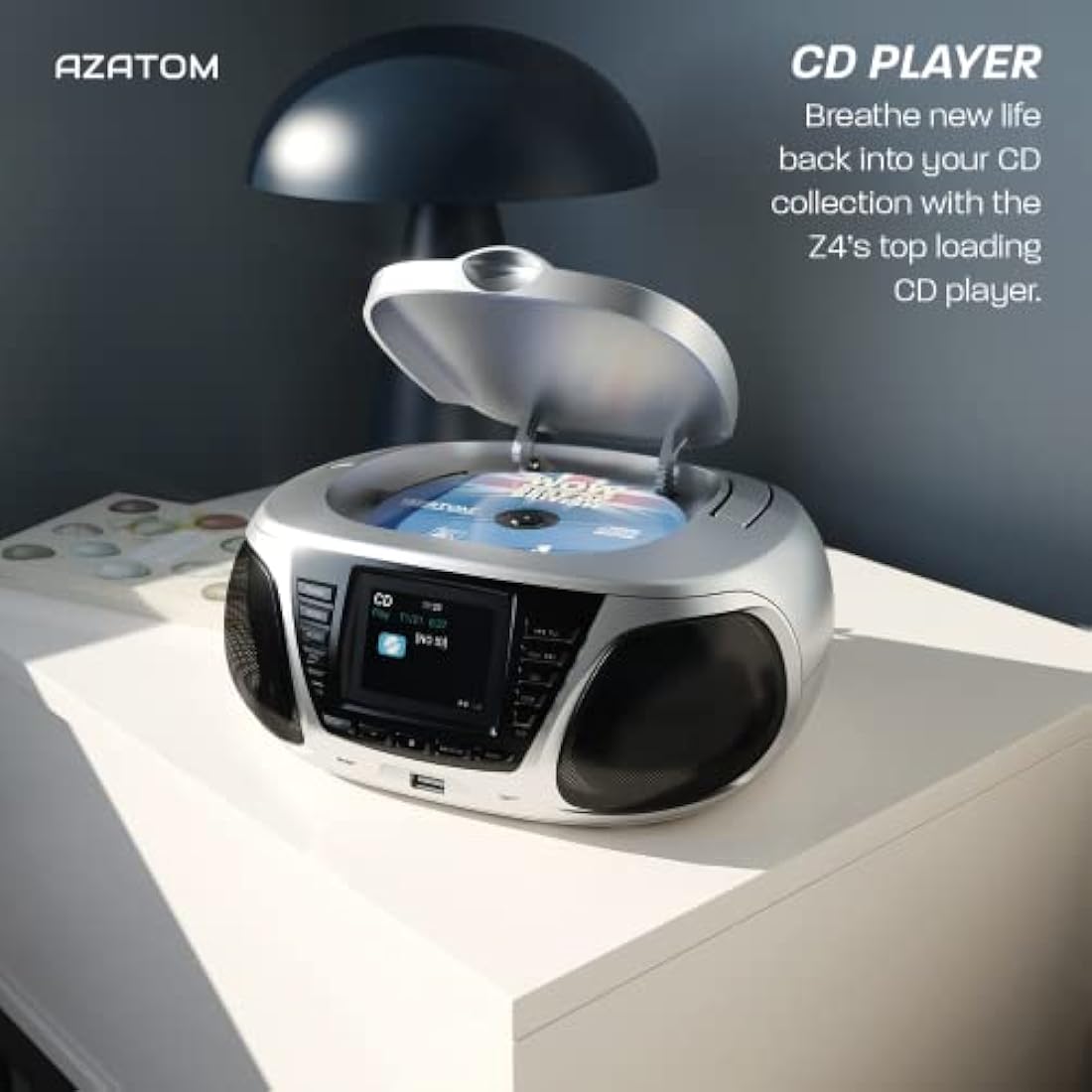 Azatom Zenith Z4 Portable CD Player with DAB+ Radio & Bluetooth – Silver