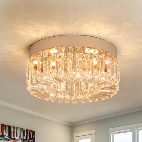 VETRULUS Modern LED Crystal Chandelier | 40CM Flush Mount Ceiling Light