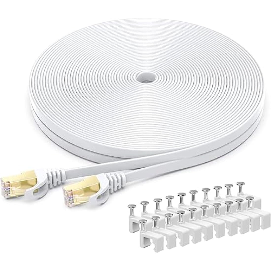 BUSOHE Cat 8 Ethernet Cable 50m | 40Gbps High Speed Flat RJ45 LAN Cord