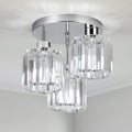 FORCOSO Modern Crystal Ceiling Light – 3-Light Chrome Semi Flush Chandelier