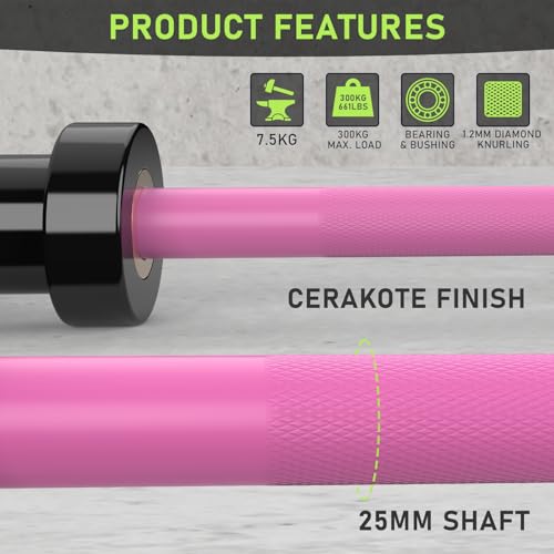PhysKcal 4ft Olympic Barbell | 2-Inch Short Training Bar for Home Gym