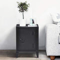Homybec Metal Locker Storage Cabinet | 2-Tier Industrial Nightstand, Black